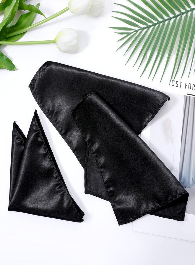 Gtziqa Pocket Squares for Men, 6 Pcs Black Handkerchief Solid Silk Hankies for Men Suit Party Daily Christmas Father's Day Gifts - Image 5
